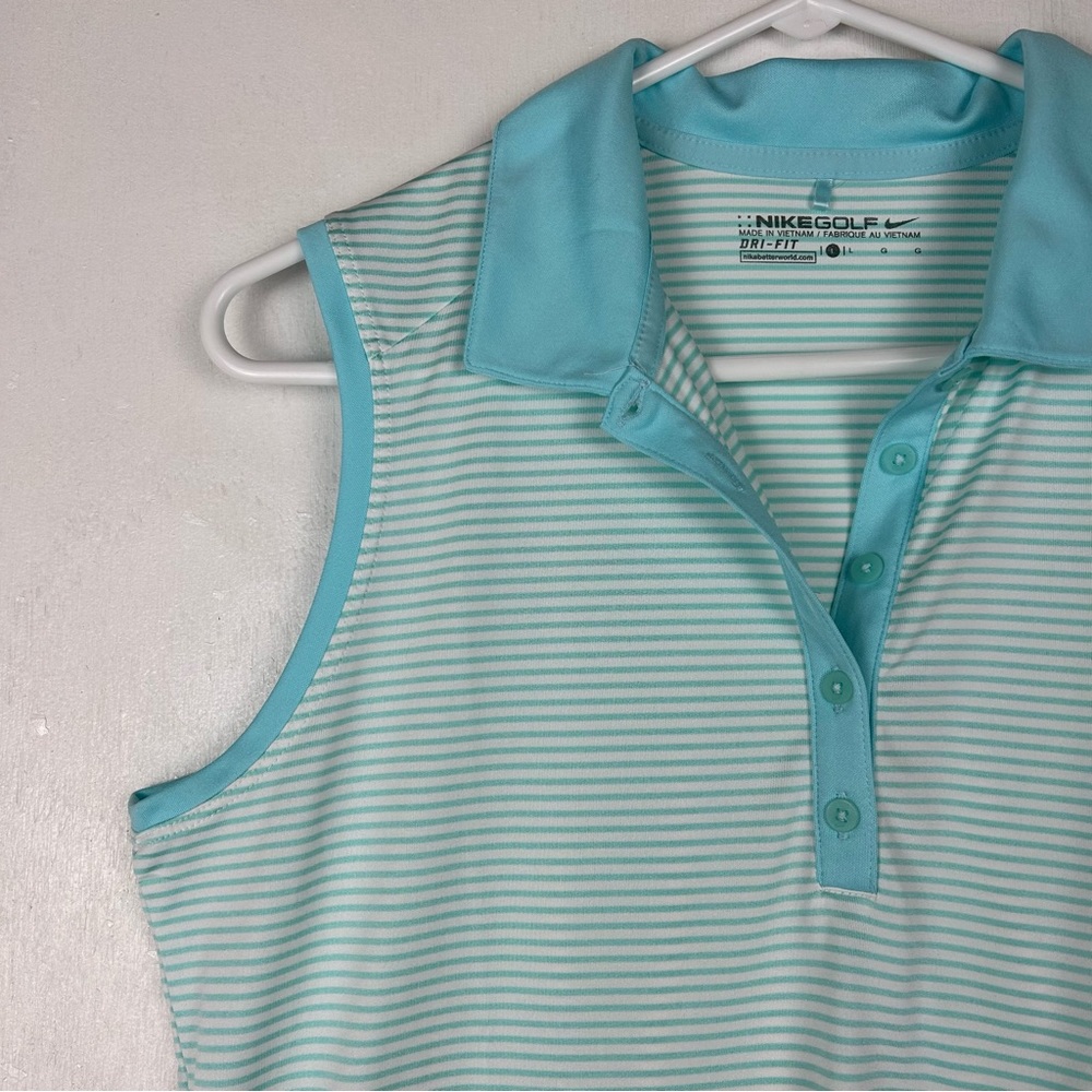 **SOLD**Nike | NIKEGOLF women’s sleeveless blue/green shirt top 1/4 button polo - Picture 9 of 16